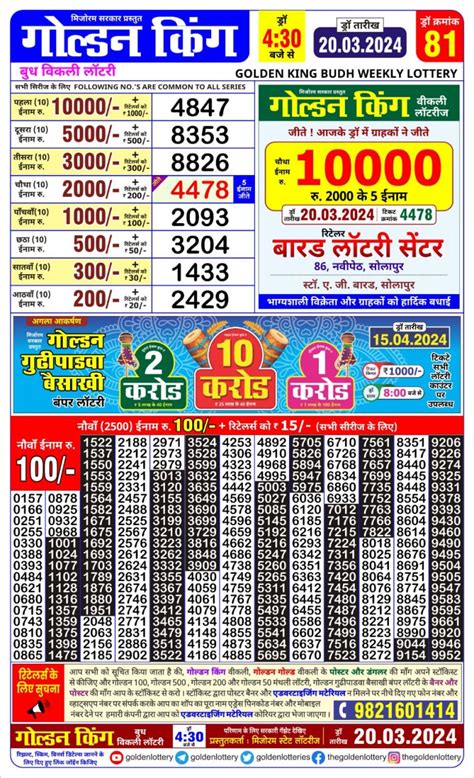 Golden king shukra 4:30pm lottery result 30.08.24 – All State .